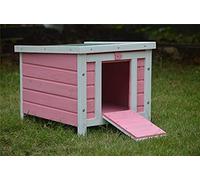 BUNNY BUSINESS Rabbit/Guinea Pig/Cat Wooden Hide House Run Hide - 50 x 42 x 43cm (PINK)