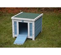 BUNNY BUSINESS Rabbit/Guinea Pig/Cat Wooden Hide House Run Hide Shelter- 50 x 42 x 43cm BLUE