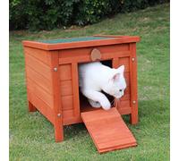 BUNNY BUSINESS Rabbit/Guinea Pig/Cat Wooden Hide House Run Hide Shelter- 50 x 42 x 43cm, RED