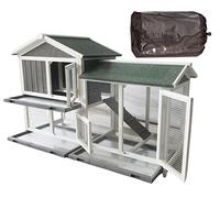BUNNY BUSINESS The Grove Grey Double Decker Rabbit/Guinea Pig Hutch and Run EXTRA DEPTH WITH FLOOR (GREY GROVE, HUTCH AND COVER)