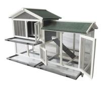 BUNNY BUSINESS The Grove Grey Double Decker Rabbit/Guinea Pig Hutch and Run EXTRA DEPTH WITH FLOOR (GREY GROVE, NO COVER)