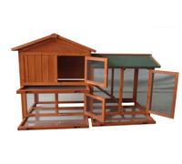 BUNNY BUSINESS The Grove Red Double Decker Rabbit/Guinea Pig Hutch and Run EXTRA DEPTH WITH FLOOR (RED GROVE, NO COVER)