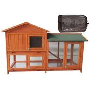 BUNNY BUSINESS The Grove Red Double Decker Rabbit/Guinea Pig Hutch and Run EXTRA DEPTH WITH FLOOR (RED GROVE, HUTCH AND COVER)