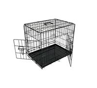 BUNNY BUSINESS UNDERDOG Metal Dog Crate/Cage - Pet Black Metal Folding Cage with 2 Doors Sliding Chew Resistant Plastic Base Tray Heavy Duty Puppy Training Solution (36" large, Dog Crate)