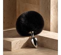 Bunny Butt Plug Pompon - black