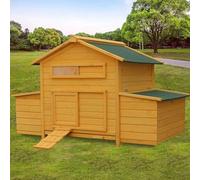 Bunny Cage, Outdoor Rabbit Coop with Weatherproof Roof and Egg Carton, Wooden Small Animals Habitat for Chicken Guinea Pig