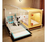 Bunny Cage with Splash Guard, Indoor Rabbit Cage with Slide-Out Tray, Rabbit Hutch, Suitable for 2-3 Small Pets(70x35x41CM)