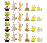 Bunny Cake Decorations - Funny Reusable Egg - Reusable Rabbit Cupcake Picks Party Supplies - for Home Kitchen Restaurant Office Desk Table Holiday Birthday Party Treat
