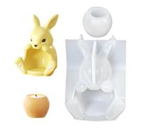Bunny Candle Holder Silicone Mold | 8.8x6.5x5.4cm Spring Easter Casting Form | Tealight Stand For Plaster Epoxy Resin Soap Chocolate Jelly Crafts | DIY Gift Making Decor Project For Kids Teens Beginne