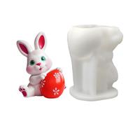 Bunny Candle Mold - 3D Cute Rabbit with Egg Design Silicone | Reusable Animal Soap Making Tool, Resin Art Crafting, DIY Spring Holiday Decoration for Home Party Gift