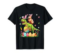 Bunny Capybara Ridding T-Rex Easter Hunting Colourful Eggs T-Shirt