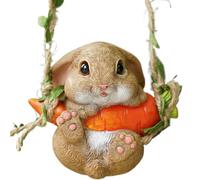 Bunny Car Ornament - Rabbit Garden Ornament - Rabbit Figure Lights for Outdoor | Resin Rabbit Pendant with Swing Rope & Hook | Cute Animal Decoration for Balcony, Garden and Interior Decoration for