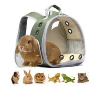 Bunny Carrier, Guinea Pig Carrier,Small Animal Carrier Backpack for Rabbit,Bearded Dragon, Lizard,Hamster,Kitten. Breathable Pet Travel Cage Bag for Vet Visits & Outdoor Adventures (Army Green)