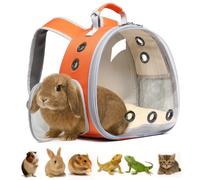Bunny Carrier, Guinea Pig Carrier,Small Animal Carrier Backpack for Rabbit,Bearded Dragon, Lizard,Hamster,Kitten. Breathable Pet Travel Cage Bag for Vet Visits & Outdoor Adventures (Orange)
