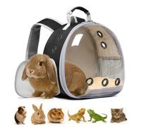 Bunny Carrier, Guinea Pig Carrier,Small Animal Carrier Backpack for Rabbit,Bearded Dragon, Lizard,Hamster,Kitten. Breathable Pet Travel Cage Bag Perfect for Vet Visits & Outdoor Adventures (Black)
