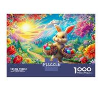 Bunny Carries Two Easter Baskets 1000 Piece Jigsaw Puzzle Cute Rabbit for Boys, Girls, Men & Women 70x50cm/1000pcs