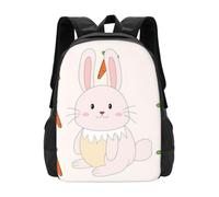 Bunny Carrot Circle Backpack Unisex 15.6 Inch Laptop Black Oxford Daypack | This Unisex 600d Oxford Daypack Is Water Resistant, Fits 15.6 Inch Laptops, Perfect For Work, Gym And Holiday Gifting.