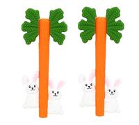 Bunny Carrot Hollow Teether,Baby Teething Tube Toys, Silicone Bunny & Carrot Teether Toys for Newborns & Infants (Orange, 2pcs)