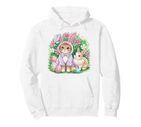 Bunny Cat Easter Day Floral Rabbit Bunny Women Girls Easter Pullover Hoodie
