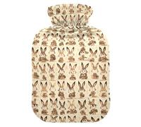 Bunny Character Repeat Hot Water Bottles with Soft Cover, 1L Water Bag for Tummy Warmer