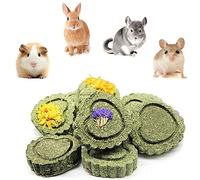 Bunny Chew Toys for Teeth, PeSandy Natural Pet Chew Toy Hand Made Timothy Hay Cakes for Chinchilla Guinea Pig Hamsters Holland Lop Prairie Dogs Squirrels Gerbils Rabbit Chewing & Molar Teeth, 9.5oz