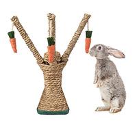 Bunny Chew Toys, Rabbit Scratching Climbing Fun Tree with Carrot Shaped Toy, Handwoven Seagrass Chew Toy for Rabbits, Cats, Hamsters, Gerbils Teeth Grinding