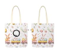 Bunny Chick and Eggs on the Train Pet Canvas Bag, Portable Shoulder Carrying Bag Cat Carriers for Outdoor Shopping Camping