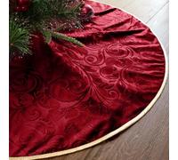 Bunny Chorus 36 Inch Christmas Tree Skirt, Velvet Red Tree Skirts, Xmas Tree Skirts with Embossed Floral Pattern for Merry Christmas Party Rustic Vintage Christmas Tree Decorations
