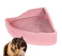 Bunny Corner Toilet Box Deep Construction High Wall Design | Corner Potty Supplies Metal Grate Separates Waste Triangular Shape Saves Space for Guinea Cavy Chinchilla Ferret Hamster
