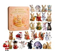 Bunny Cozy Dreams Advent Calendar 2025, 24-Day Christmas Countdown with 24 2D Acrylic Bunny Ornaments, Realistic Christmas Vacation Advent Calendars for Bunnys Lovers & Home Decor (1PC)