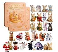 Bunny Cozy Dreams Advent Calendar 2025, 24-Day Christmas Countdown with 24 2D Acrylic Bunny Ornaments, Realistic Christmas Vacation Advent Calendars for Bunnys Lovers & Home Decor (2PCS)