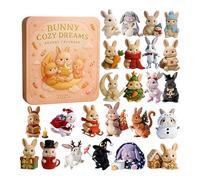Bunny Cozy Dreams Advent Calendar 2025, 24-Day Christmas Countdown with 2D Acrylic Bunny Ornaments for Bunny Lovers (Pink)