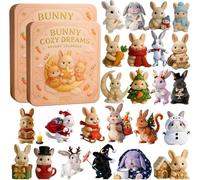 Bunny Cozy Dreams Advent Calendar 2025, 24-Day Christmas Countdown with 2D Acrylic Bunny Ornaments for Bunny Lovers (Pink*2)