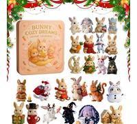 Bunny Cozy Dreams Advent Calendar 2025, 24 Days of Fluffy Christmas Magic, with 24 2d Acrylic Little White Bunny Ornaments, Perfect for Bunnys Lovers & Holiday Décor (#1pc)
