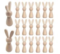 Bunny Design Wood Unfinished Wooden Rabbit Easter Bunny Ornaments | 20 Pieces Wooden Animal Sign Cutouts Rustic Easter Decor Figurine Crafts for Finest