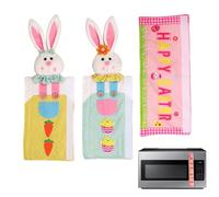 Bunny Door Handle Covers - Cute Fabric Refrigerator Protectors, 3 Piece Kitchen Decor Set, Stain Resistant Sleeves | Dishwasher Stove Microwave Oven Handle Wraps, Apartment Dormitory