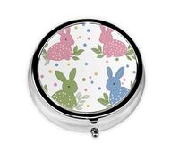 Bunny Dot Small Pill Box 3 Compartment Portable Pill Box for Purse Pocket Easter Mini Medicine Organiser for Daily Vitamin Fish Oil Storage