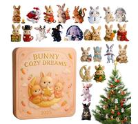 Bunny Dreams Advent Calendars 2025, 24 Days Christmas Countdown Calendar With 2D Acrylic Rabbits Ornaments In Different Look, Cute Hanging Decorations For Rabbit Lovers & Christmas Decor