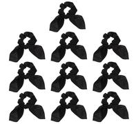 Bunny Ear Hair Ties Black Elastic 10pcs Satin for Women