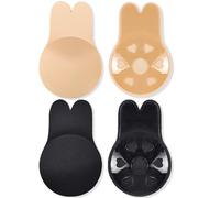 Bunny Ear Stick on Bra, Reusable Lifting Adhesive Bra Invisible Strapless Backless Bra, Natural Gel Self-Adhesive Bra Trimmable for Deep V Wedding Dress (UK, Alpha, M, Regular, Regular, Multicolor)