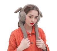 Bunny Earmuffs - Soft Fluffy Faux Fur Ear Warmers, Novelty Winter Warm Earmuffs with Moving Jumping Rabbit Ears for Women & Girls