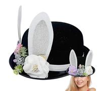Bunny Ears Beanie Hat, Bunny Ears Hat Men - Easter Bunny Ears Hat with Flowers - The Stylish Soft Party Headwear, Carnival Headwear, Costume Accessories