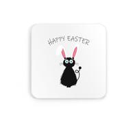 Bunny ears Cat, novelty meme silly weird humerous trendy rabbit happy easter spring coaster drinks mat drinks coaster tea coffee cute fun funny pretty aesthetic