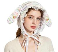 Bunny Ears Hat Colorful Knitted Soft Plush Cute Cosplay Lace Caps