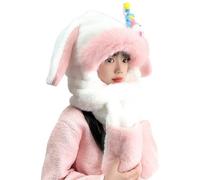 Bunny Ears Hat Scarf, Cute Bunny Hat with Movable Ears, Winter Beanie Scarf Hood - Beautiful Neck Warmer Head Protection Gloves Set for Cold Weather Hearing Protection