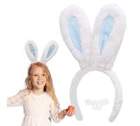 Bunny Ears Headband Kids Adult, Easter Plush Rabbit Ears Headband Bunny Teeth Bunny Cosplay Costume Fancy Dress Up Accessories Easter Egg Hunt Decorations Party Spring Celebrations (Blue White)