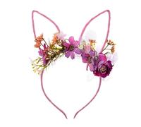 Bunny Ears Headband with Flowers Easter Rabbit Ear Headband for Women Costume Kids Easter Christmas Halloween Party Valentine's Day (Purple, One Size)