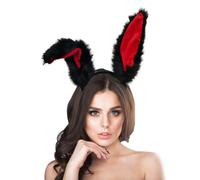 Bunny Ears Headbands Easter Bunny Costume Kids Fluffy Black Rabbit Ears Easter Headband Rabbit Costume for Women Girls Foldable Ears Hairband Party Cosplay Fancy Dress World Book Day Headwear
