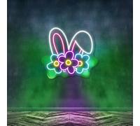 Bunny Ears Neon Sign: Easter Decor, Rabbit Nursery Light Easter Rabbit Decorations Light up LED Signs for Spring Bar Living Room for Party Bedroom Gifts