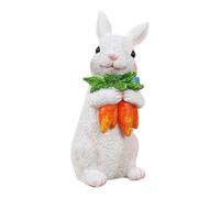 Bunny Easter Figurine - Cartoon Resin Decoration, Egg Holding Sculpture, Adorable Detailed Artwork, Perfect for Table, Shelf Display, Best Holiday Decorative Statue, Home Office Garden 17.5x8.5x8.5cm
